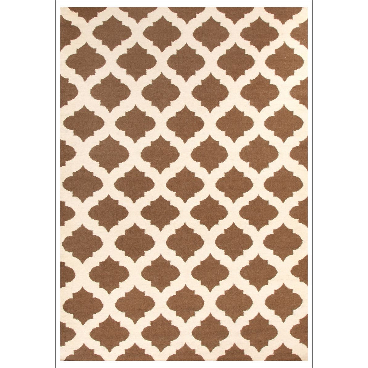 Flat Weave Quatrefoil Wool Rug Brown Ivory - Rugs Of Beauty