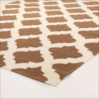 Flat Weave Quatrefoil Wool Rug Brown Ivory - Rugs Of Beauty