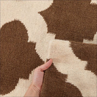 Flat Weave Quatrefoil Wool Rug Brown Ivory - Rugs Of Beauty