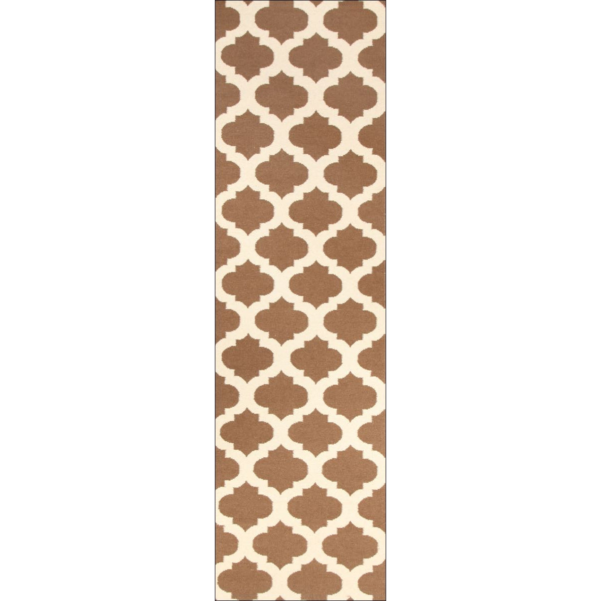 Flat Weave Quatrefoil Wool Rug Brown Ivory - Rugs Of Beauty