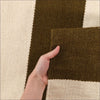 Flat Weave Stripe Olive White Wool Rug - Rugs Of Beauty