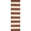 Flat Weave Stripe Light Brown White Wool Rug - Rugs Of Beauty