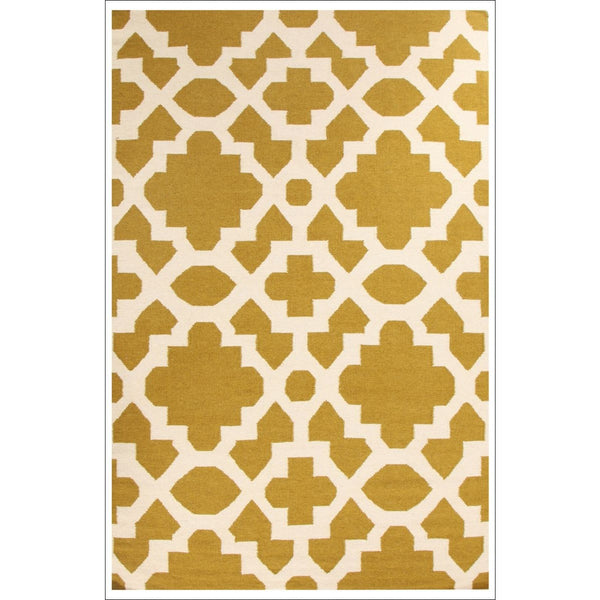 Flat Weave Trellis Design Green White Rug - Rugs Of Beauty