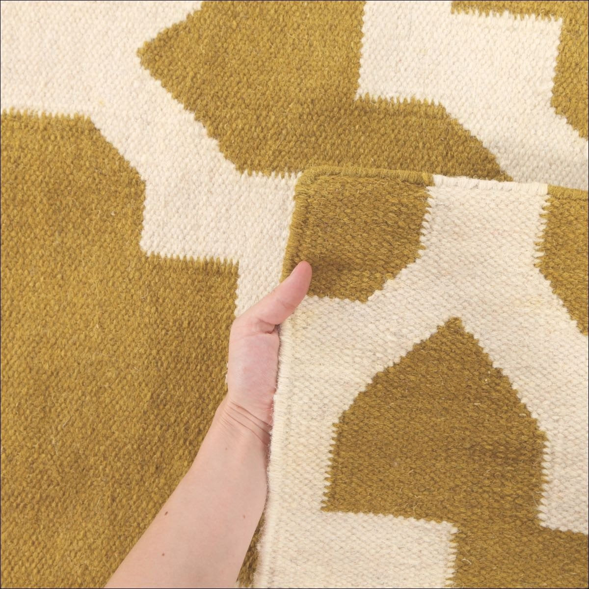 Flat Weave Trellis Design Green White Rug - Rugs Of Beauty