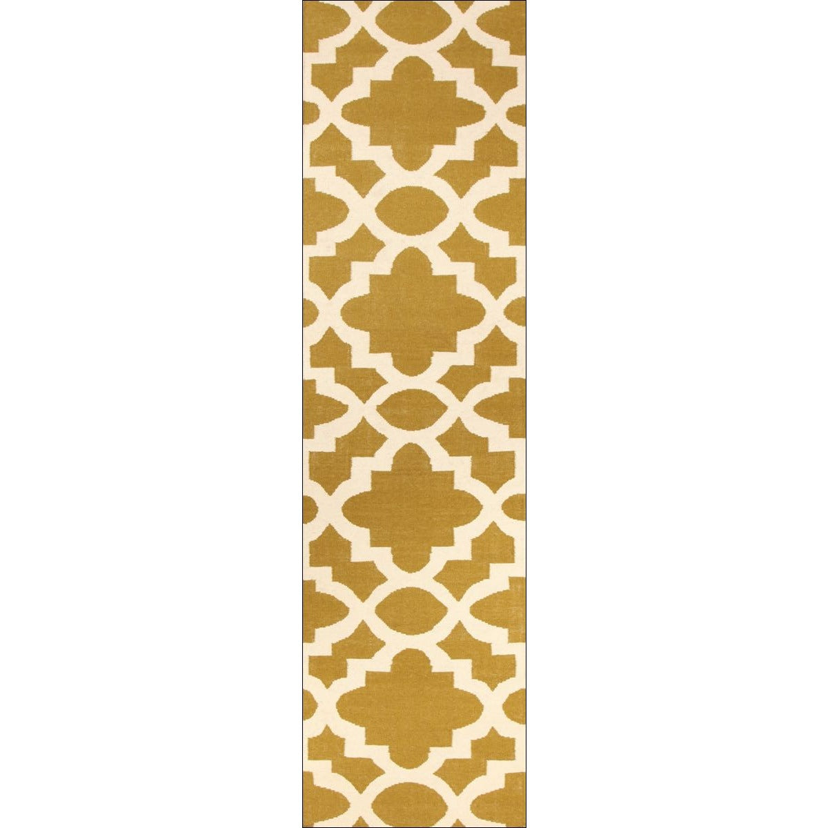 Flat Weave Trellis Design Green White Rug - Rugs Of Beauty