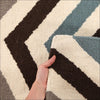 Flat Weave Chevron Design Rug Blue Brown - Rugs Of Beauty