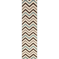 Flat Weave Chevron Design Rug Blue Brown - Rugs Of Beauty