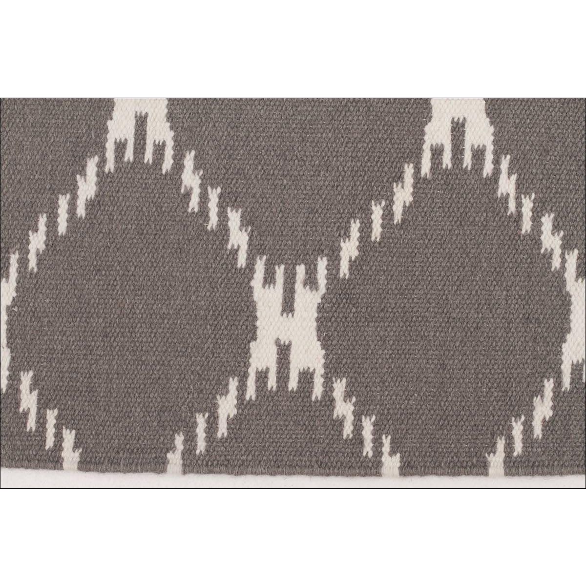 Flatweave Trellis Stitch Design Wool Rug Grey - Rugs Of Beauty