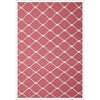 Flat Weave Trellis Stitch Design Wool Rug Pink - Rugs Of Beauty