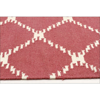 Flat Weave Trellis Stitch Design Wool Rug Pink - Rugs Of Beauty