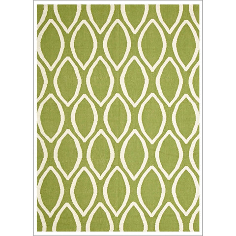 Flat Weave Oval Print Rug Green - Rugs Of Beauty