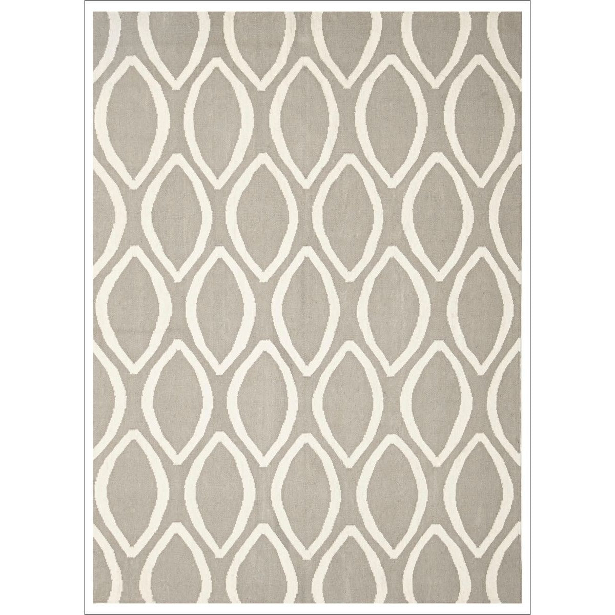 Flat Weave Kilim Oval Print Hand Knotted Rug Grey - Rugs Of Beauty