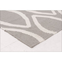 Flat Weave Kilim Oval Print Hand Knotted Rug Grey - Rugs Of Beauty