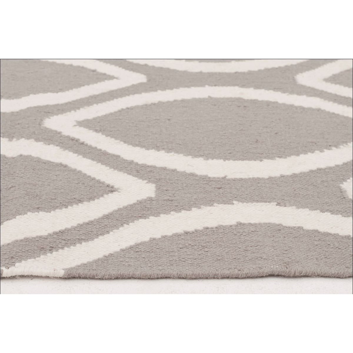 Flat Weave Kilim Oval Print Hand Knotted Rug Grey - Rugs Of Beauty