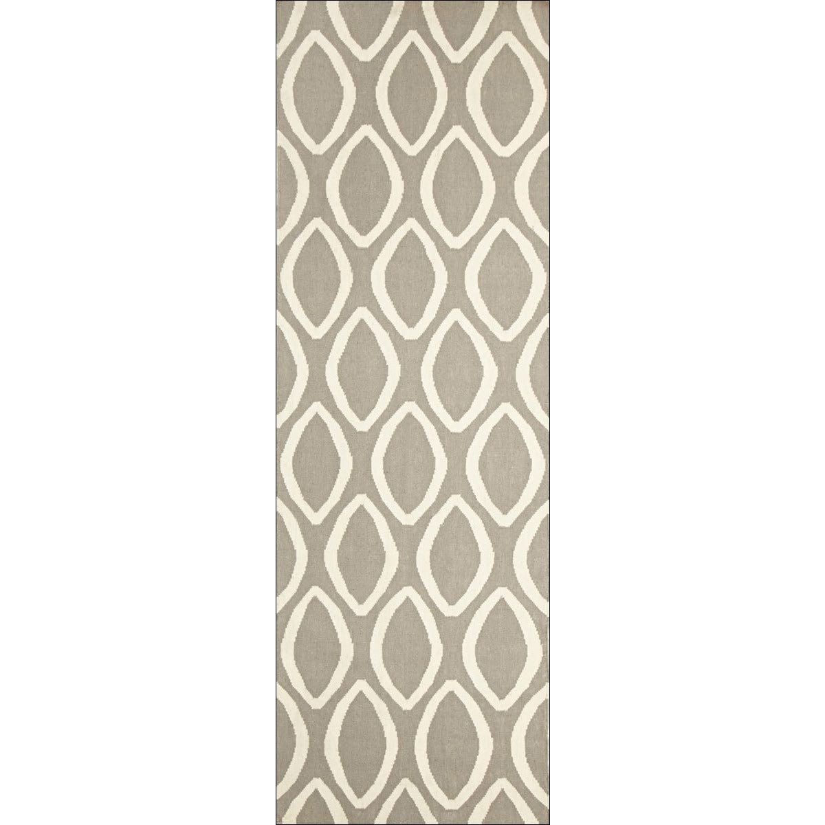 Flat Weave Kilim Oval Print Hand Knotted Rug Grey - Rugs Of Beauty