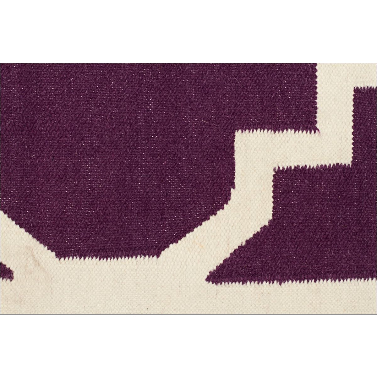 Flat Weave Large Moroccan Design Wool Rug Aubergine Purple - Rugs Of Beauty