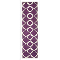 Flat Weave Large Moroccan Design Wool Rug Aubergine Purple - Rugs Of Beauty