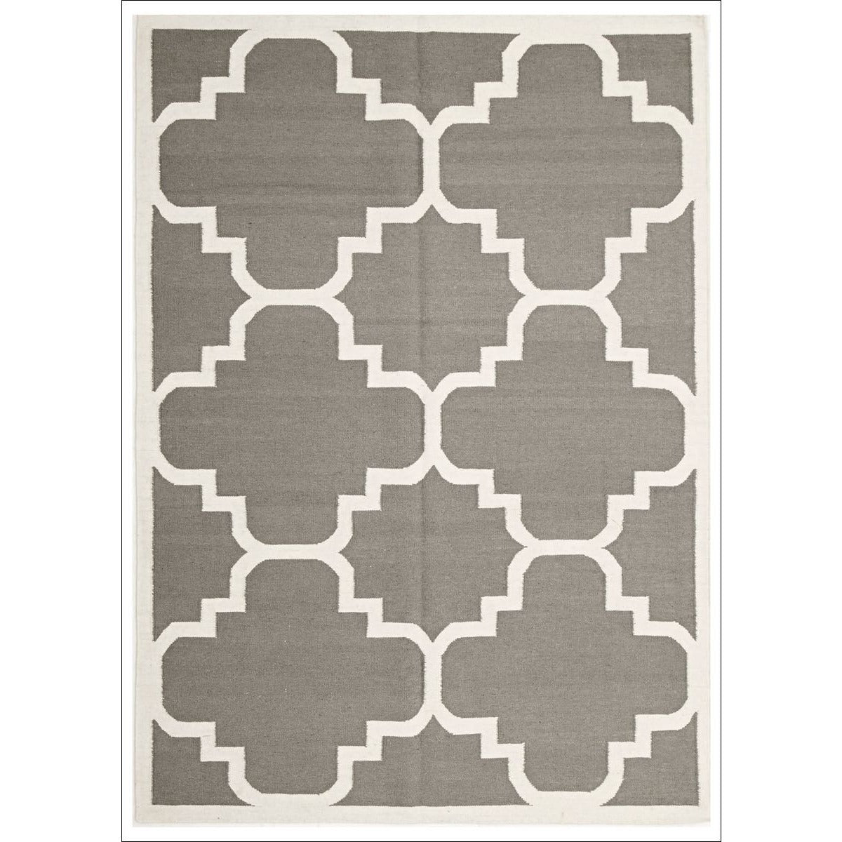 Flat Weave Large Moroccan Design Wool Rug Grey - Rugs Of Beauty