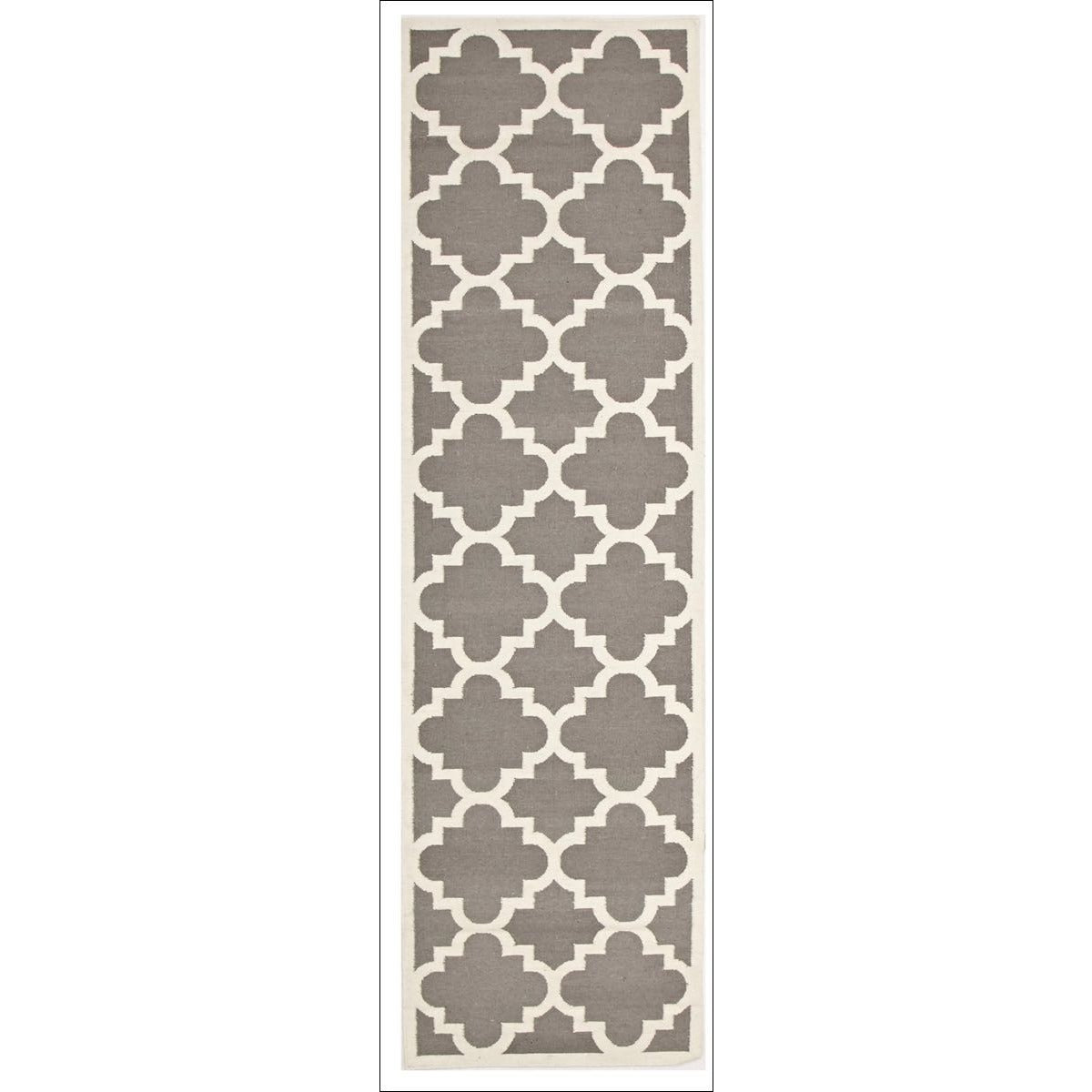 Flat Weave Large Moroccan Design Wool Rug Grey - Rugs Of Beauty