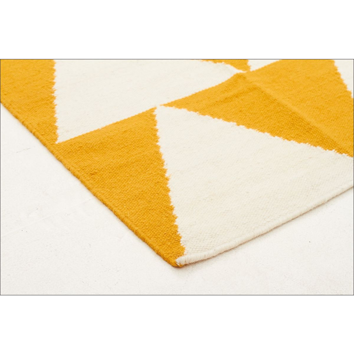 Pyramid Flat Weave Rug Yellow - Rugs Of Beauty
