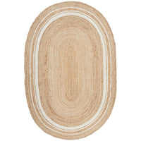 Burleigh 1220 Natural White Border Jute Oval Rug - Rugs Of Beauty - 1