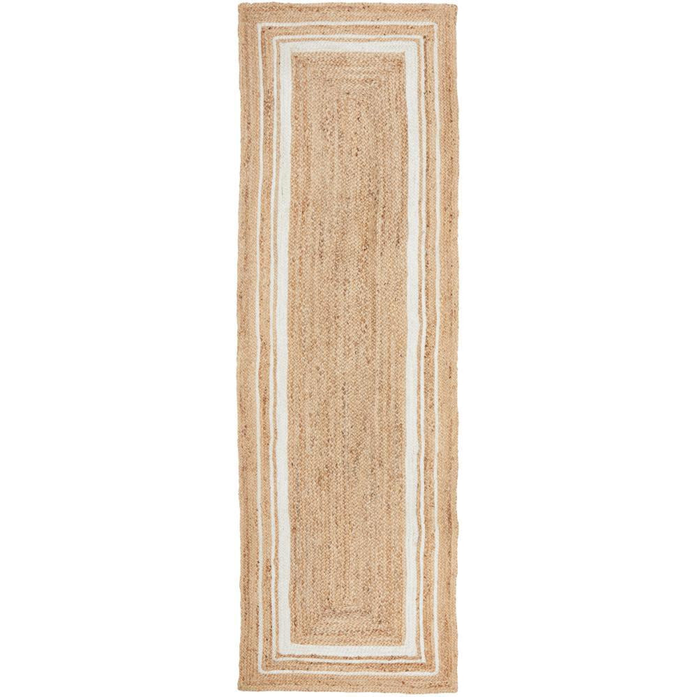 Burleigh 1220 Natural White Border Jute Runner Rug - Rugs Of Beauty - 1