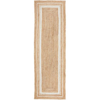 Burleigh 1220 Natural White Border Jute Runner Rug - Rugs Of Beauty - 1