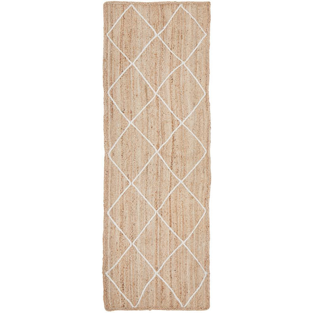 Burleigh 1222 Trellis Patterned White Natural Jute Runner Rug - Rugs Of Beauty - 1