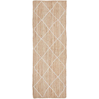 Burleigh 1222 Trellis Patterned White Natural Jute Runner Rug - Rugs Of Beauty - 1