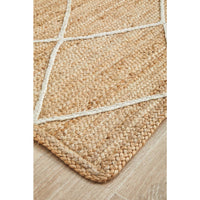 Burleigh 1222 Trellis Patterned White Natural Jute Runner Rug - Rugs Of Beauty - 5