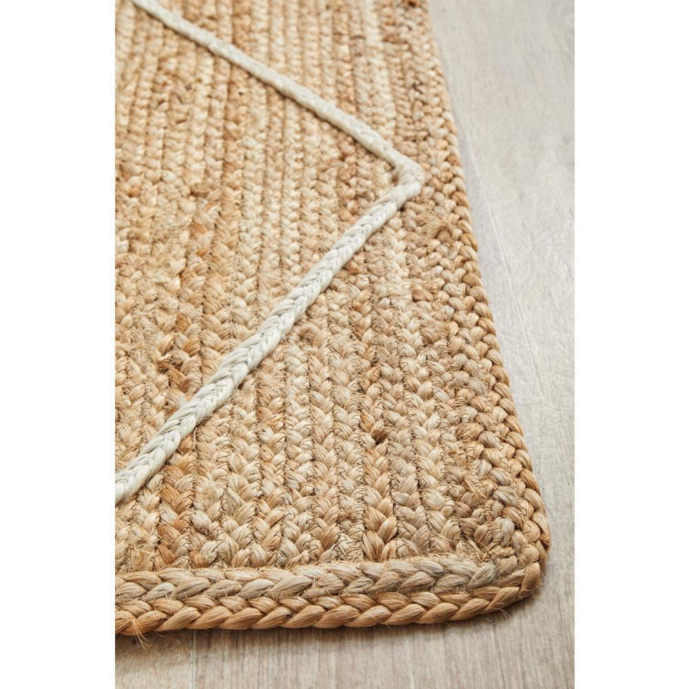 Burleigh 1222 Trellis Patterned White Natural Jute Runner Rug - Rugs Of Beauty - 6