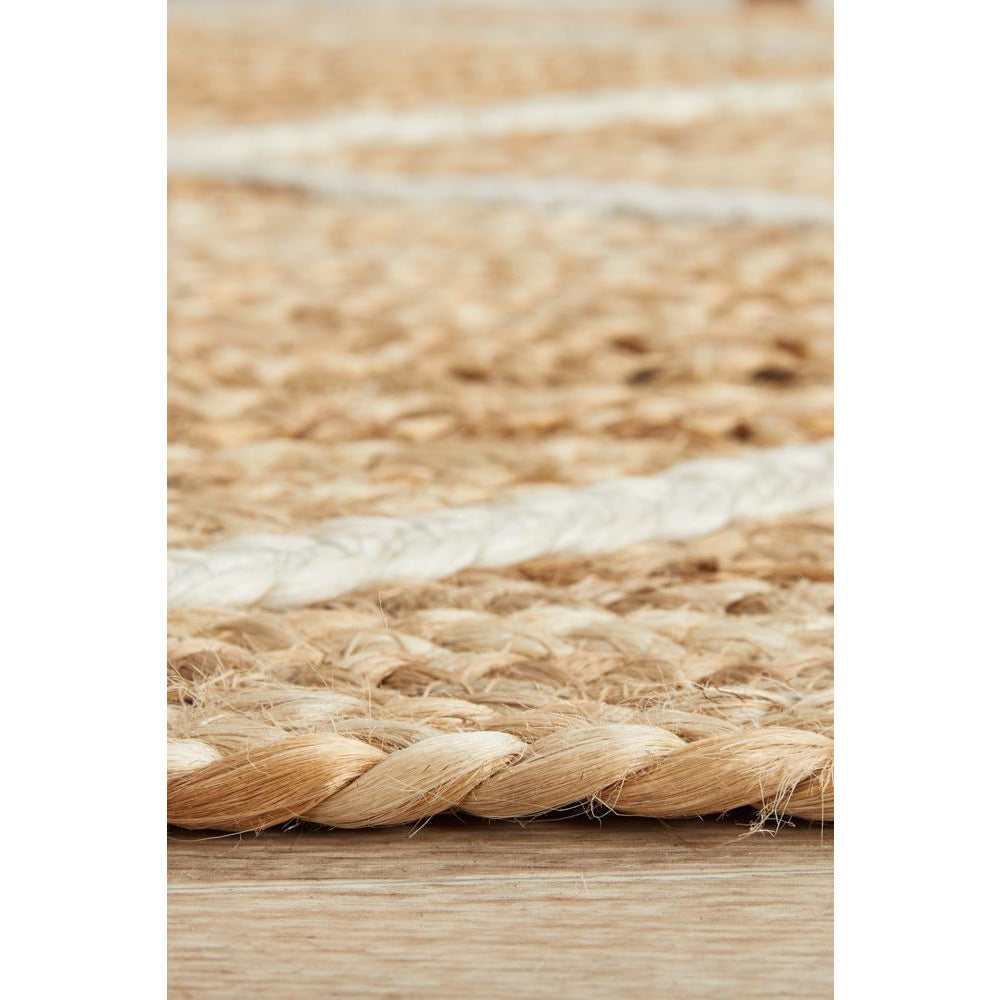 Burleigh 1222 Trellis Patterned White Natural Jute Runner Rug - Rugs Of Beauty - 7