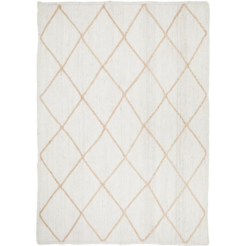 Burleigh 1223 Trellis Patterned White Natural Jute Rug - Rugs Of Beauty - 1