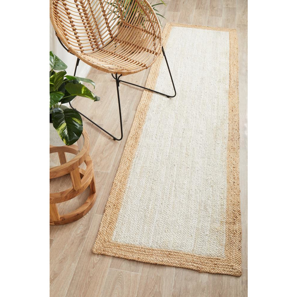 Burleigh 1224 White Natural Border Jute Runner Rug - Rugs Of Beauty - 2