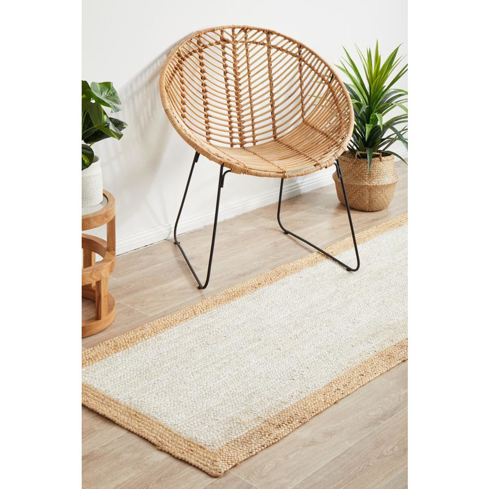 Burleigh 1224 White Natural Border Jute Runner Rug - Rugs Of Beauty - 3
