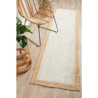 Burleigh 1224 White Natural Border Jute Runner Rug - Rugs Of Beauty - 2