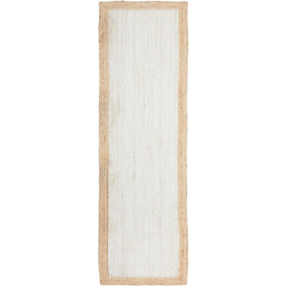 Burleigh 1224 White Natural Border Jute Runner Rug - Rugs Of Beauty - 1