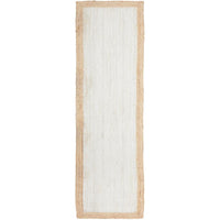 Burleigh 1224 White Natural Border Jute Runner Rug - Rugs Of Beauty - 1