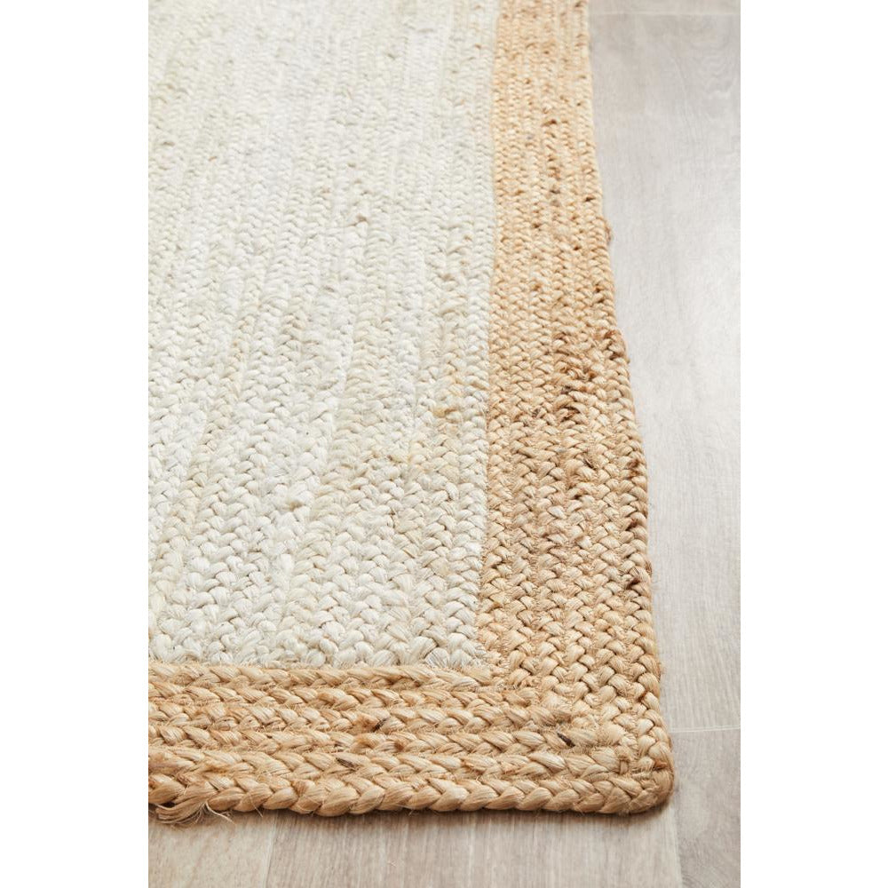 Burleigh 1224 White Natural Border Jute Runner Rug - Rugs Of Beauty - 6