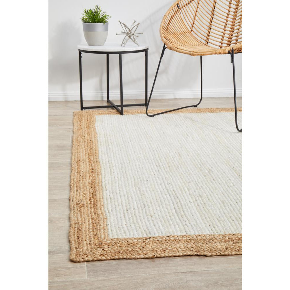 Burleigh 1224 White Natural Border Jute Rug - Rugs Of Beauty - 2