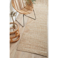 Burleigh 1221 Diamond Patterned White Natural Jute Runner Rug - Rugs Of Beauty - 2