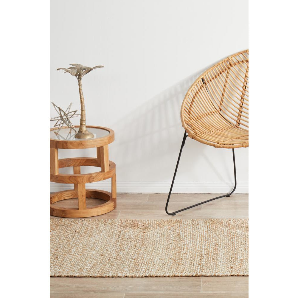 Burleigh 1221 Diamond Patterned White Natural Jute Runner Rug - Rugs Of Beauty - 4