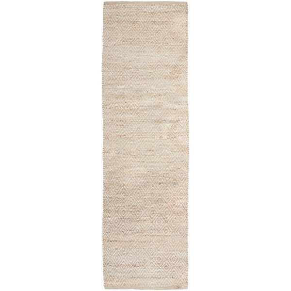 Burleigh 1221 Diamond Patterned White Natural Jute Runner Rug - Rugs Of Beauty - 1