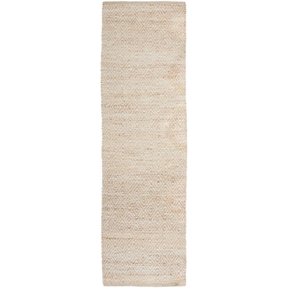 Burleigh 1221 Diamond Patterned White Natural Jute Runner Rug - Rugs Of Beauty - 1