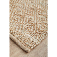 Burleigh 1221 Diamond Patterned White Natural Jute Runner Rug - Rugs Of Beauty - 5