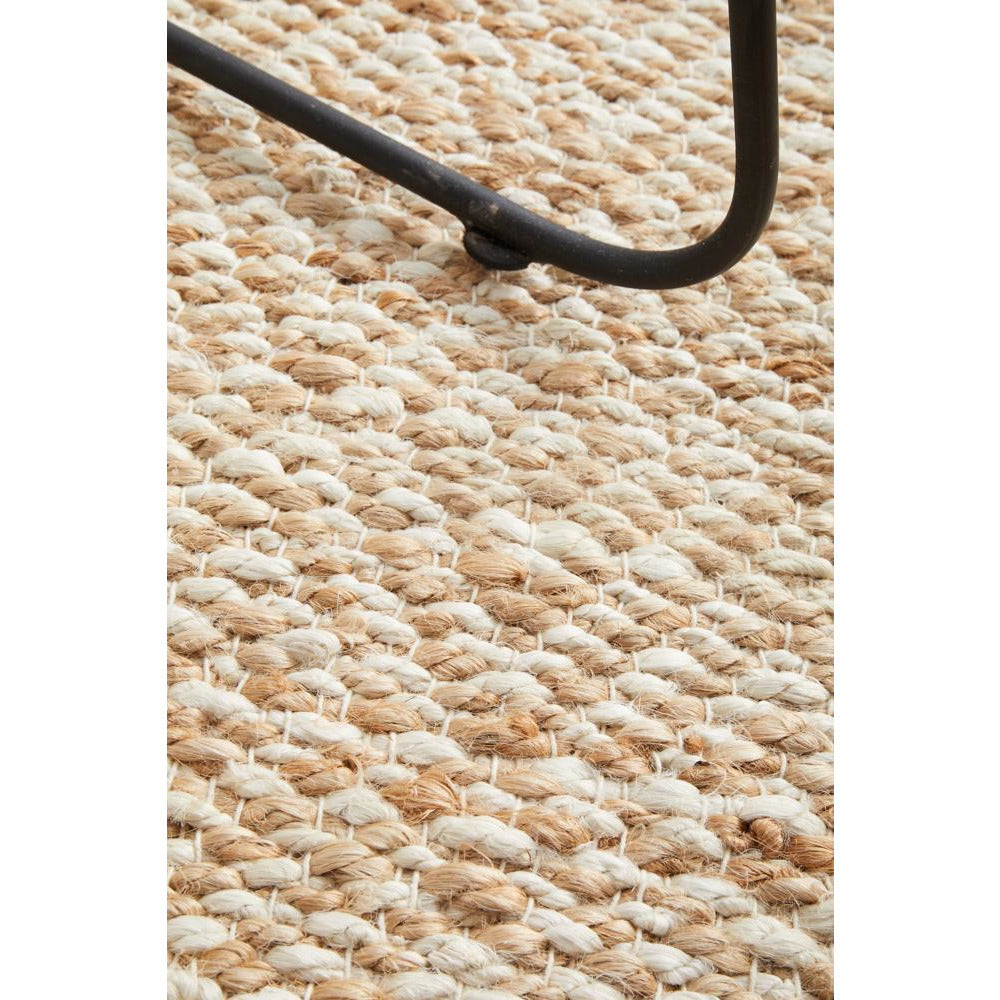 Burleigh 1221 Diamond Patterned White Natural Jute Runner Rug - Rugs Of Beauty - 8