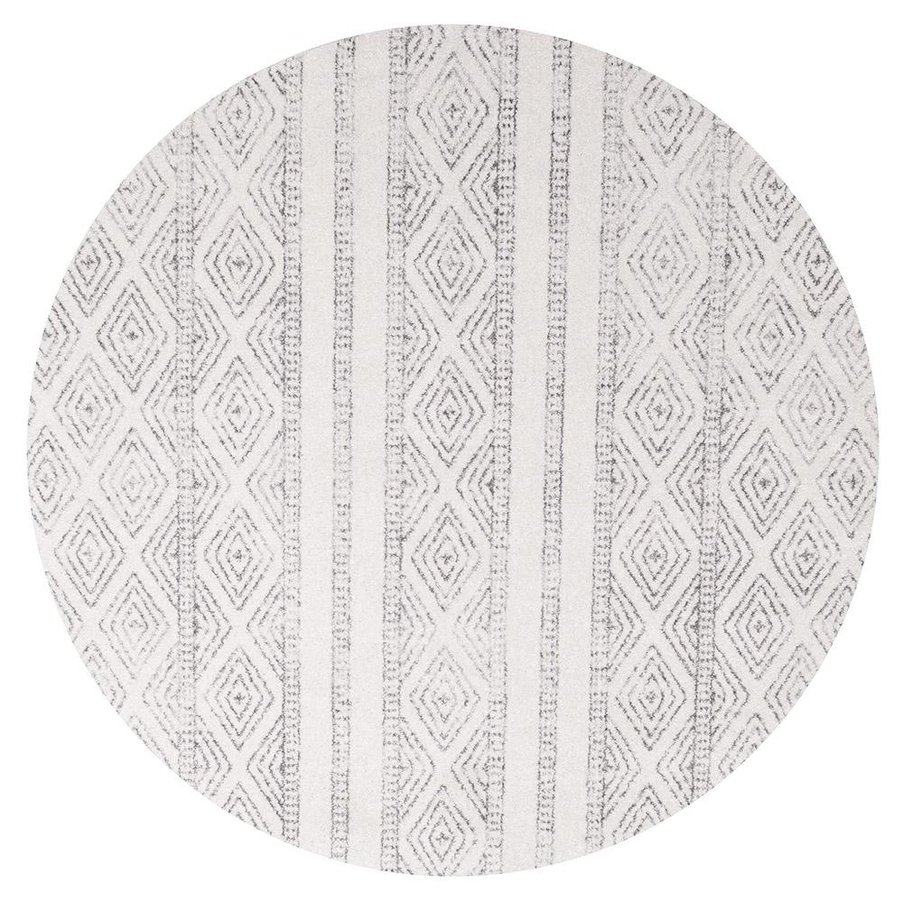 Kemi 1150 Grey Modern Tribal Boho Round Rug - Rugs Of Beauty - 1