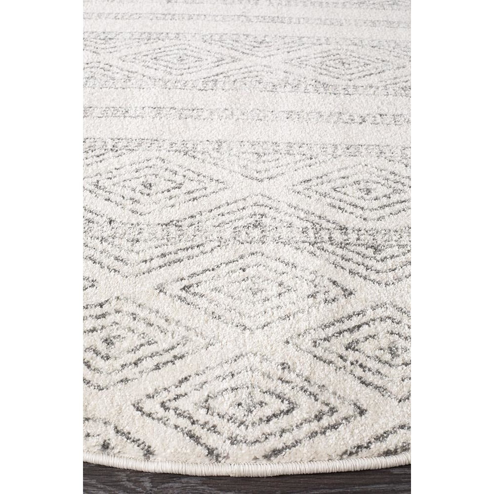 Kemi 1150 Grey Modern Tribal Boho Round Rug - Rugs Of Beauty - 2