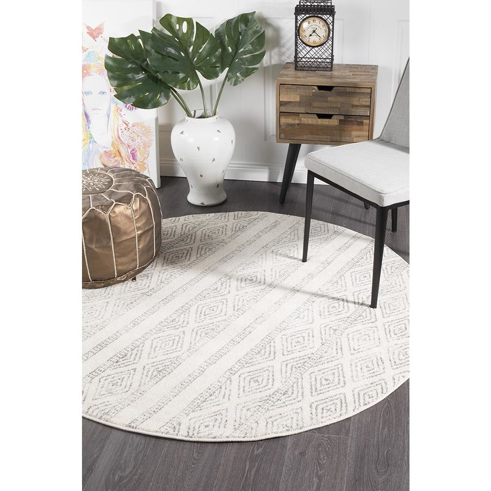 Kemi 1150 Grey Modern Tribal Boho Round Rug - Rugs Of Beauty - 5