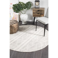 Kemi 1150 Grey Modern Tribal Boho Round Rug - Rugs Of Beauty - 5